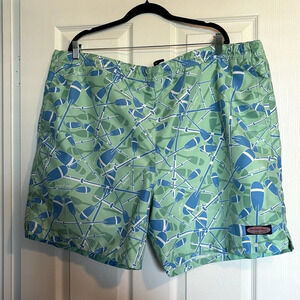 Vineyard Vines men’s green and blue lined swim trunks shorts size 2XL